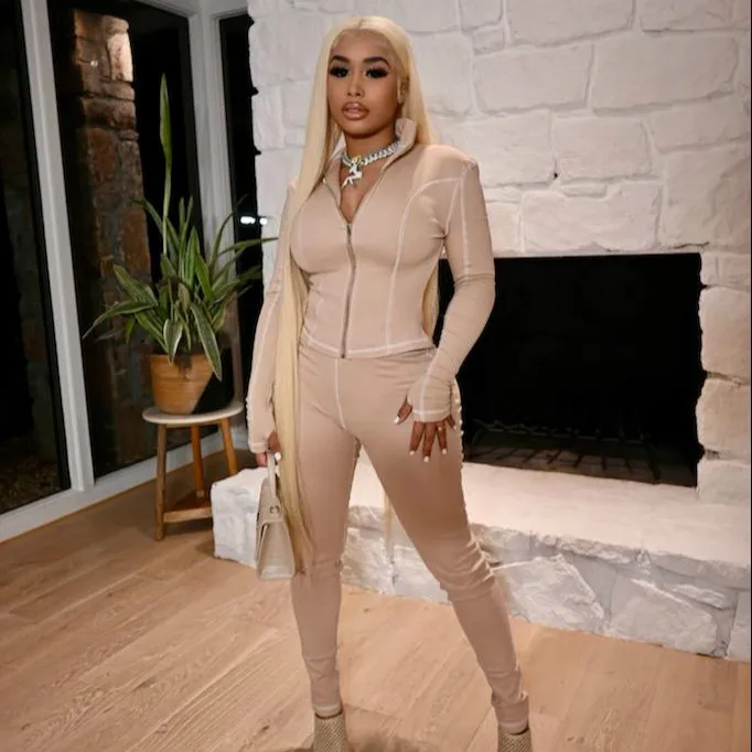 

Autumn Spring Two Pieces Outfits Women Tracksuits Casual Long Sleeve Zipper Coats+Pencil Pants Female Slim Fit Sports Sets