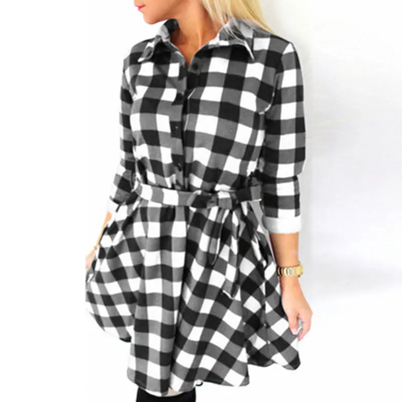 Женское винтажное платье-трапеция с длинным рукавом | Женская одежда