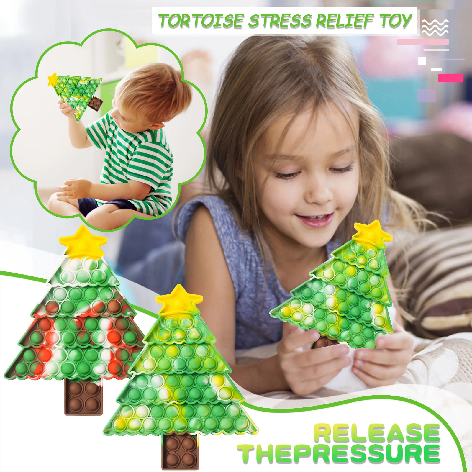 Рождественская елка антистресс игрушки радуга Санта Клаус пузырьки для взрослых