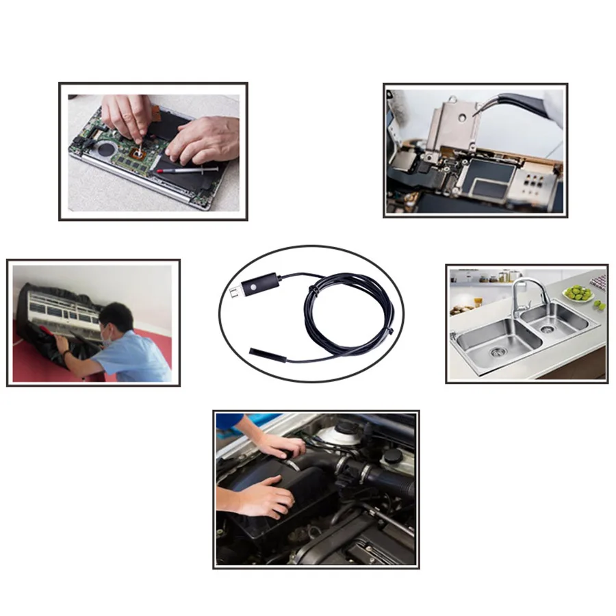 7 мм эндоскоп mini USB android IP67 Водонепроницаемый 6 светодиодов Регулируемый бороскоп