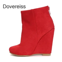 dovereiss fashion female boots winter sexy elegant waterproof new wedges zipper red knee high boots ankle boots 46 47