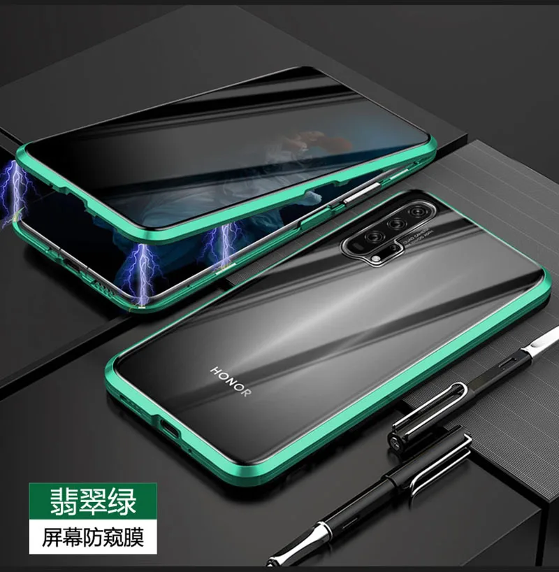 Honor 20 Pro закаленное стекло чехол для Honor 20 конфиденциальности Магнитная Адсорбция металлический бампер полное покрытие для Honor 20 Pro Телефон оболочка
