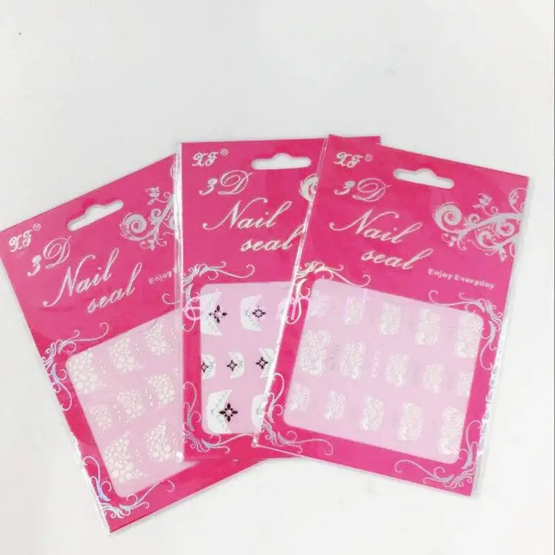 10 Stickers per Sheet 3D Nail Art Stickers Rhinestone French Style White Silver Flowers Rhinestone For Nails Tips Beauty