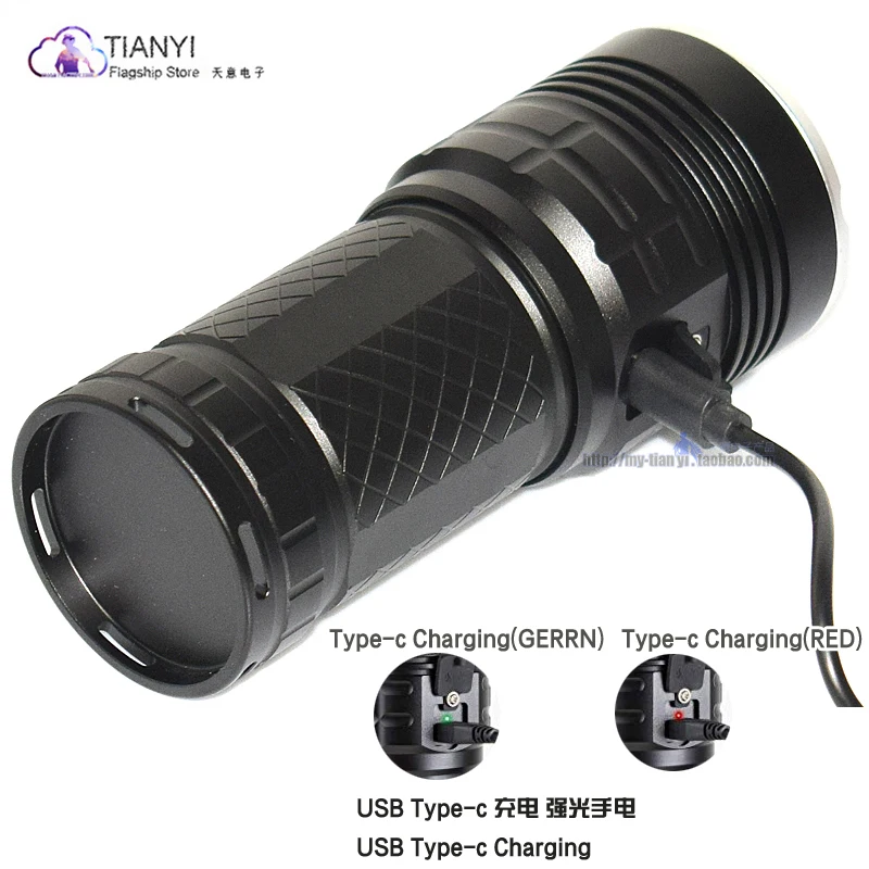 Verkauf Typ C Wiederaufladbare Smart Batterie Display Taschenlampe, Lila UV High Power Super Helle, Dim Aluminium Legierung Taschenlampe