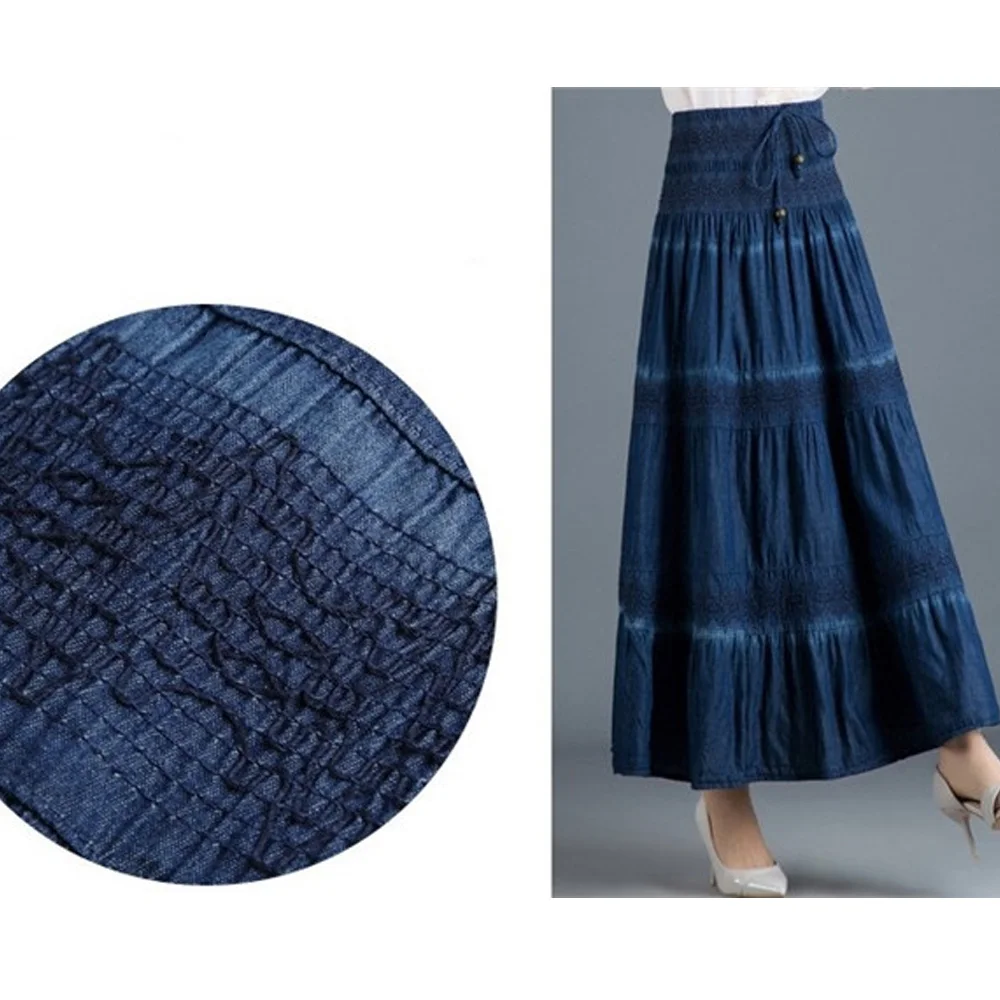 Повседневные джинсы Юбки женские Джинсовая длинная юбка с эластичной резинкой