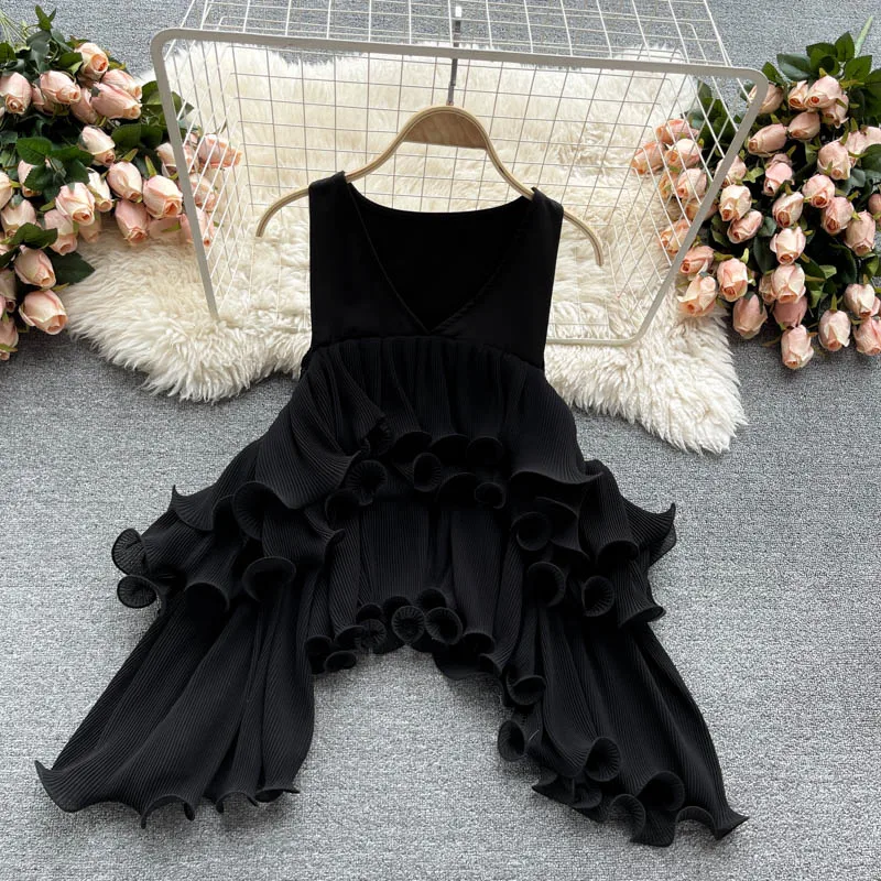 

Blusas Feminino Summer Chiffon Shirts Women's Pleated Layered Ruffled Black White Blouses Sexy V-Neck Off Shoulder Tops 5 Colors