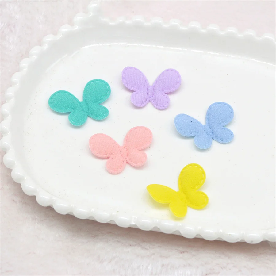 

50Pcs/Lot Padded Little Candy Colored Butterfly Applique For DIY Clothes Hat Sewing Patches Kids Headwear Scok Shoes Accessories