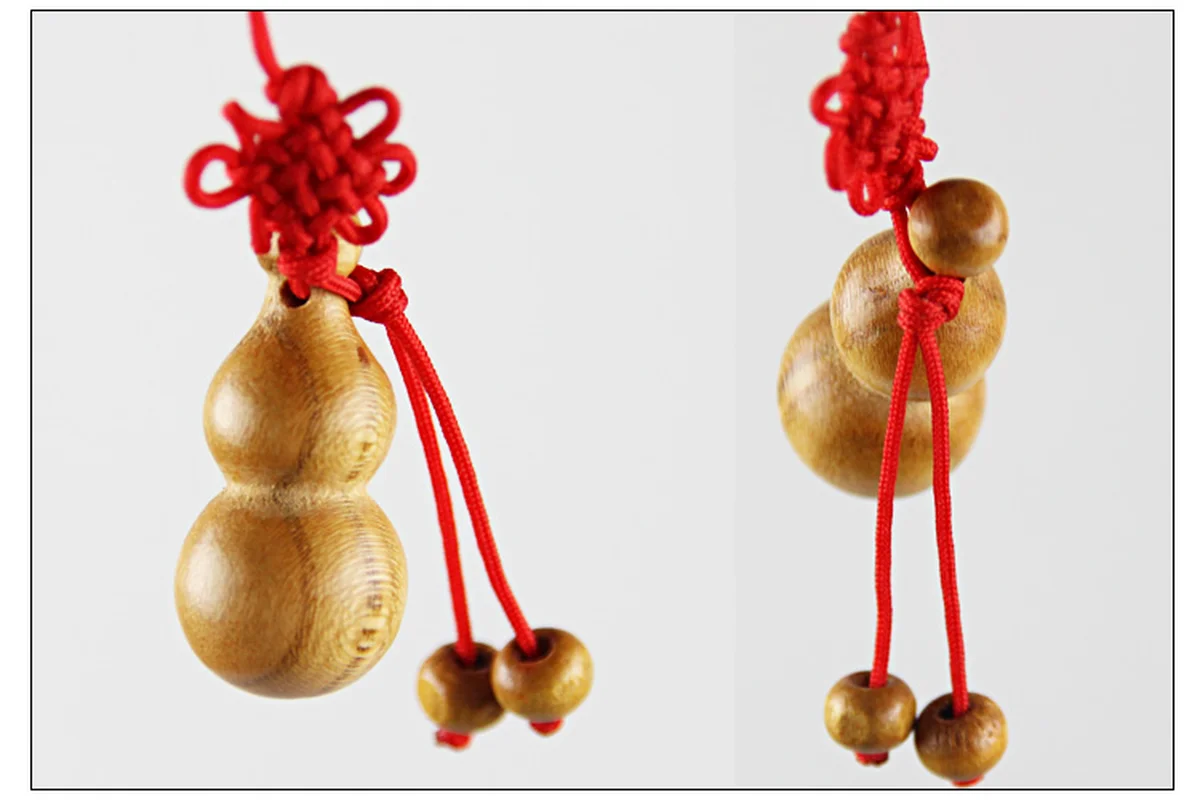 Персиковая деревянная маленькая бутылочная Тыква амулет кулон (ремешок для