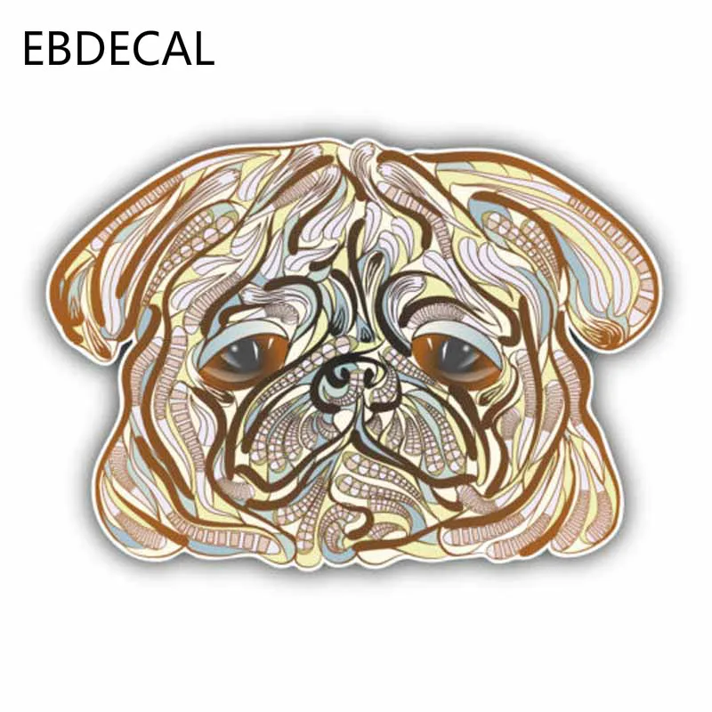 Ebdeckle с рисунком мопса лицо собаки ПВХ для Авто/бампера/окна/стены наклейка