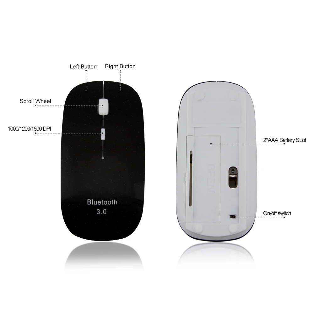 CHYI Bluetooth 3.0 Mouse Wireless Ultra Thin Computer 1600DPI Optical Gaming Mice BT Mause For Macbook Notebook PC Laptop | Компьютеры и