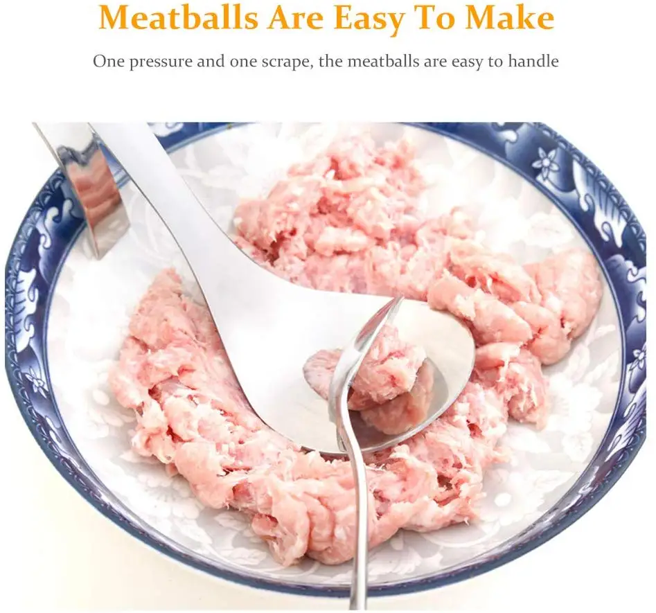 

Meatball Spoon Stainless Non-Stick Meatball Maker Tool with Long Handle Creative Homemade Lean Meat Balls Spoon Mold Meat Tools