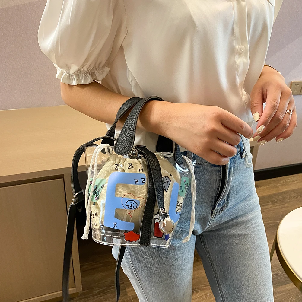 2 шт./компл. женская сумка через плечо с граффити Прозрачная ПВХ сумка-клатч сумки