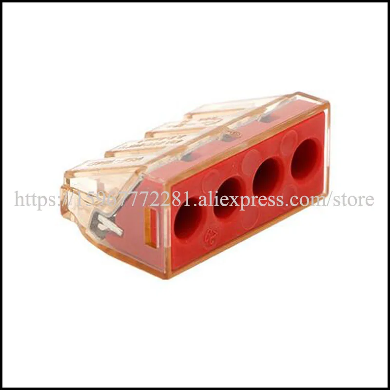 

100pcs PCT-104D Plug type clamp General purpose wire connector 4 pole fast connector PA66 cable Terminal Connector automotive