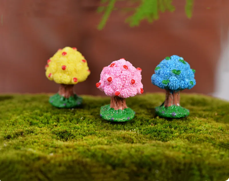 Полимерные модели деревьев Apple Мультяшные Аниме фигурки мох микро ландшафтное