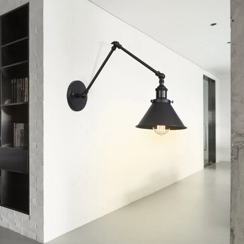 

Настенный светильник в стиле ретро E27 для дома, спальни, внутреннего коридора, длинный светильник с поворотным рычагом, светодиодный декора...