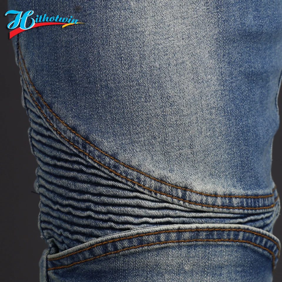 Мужские облегающие мотоциклетные джинсы для езды на мотоцикле брюки с защитой от