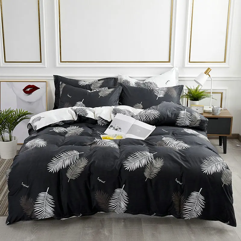 Хлопковое постельное белье пододеяльник покрывало простыня с наволочками 4 шт.