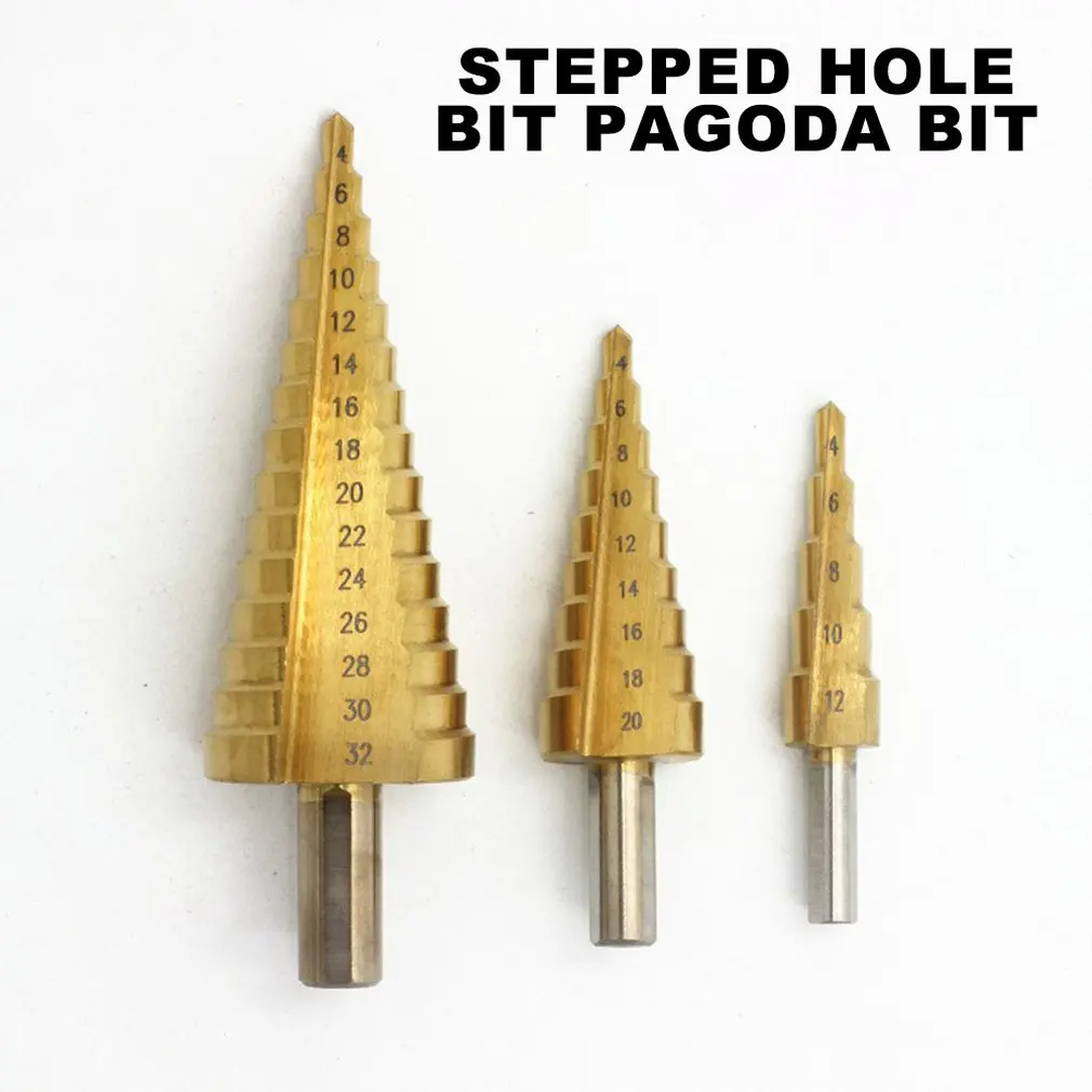 

Triangle Handle Step Drill 4-12/20/32Mm Pagoda Drill Bit Step Drill Open Reamer Steel Plate Iron Plate Aluminum Plate Drilling