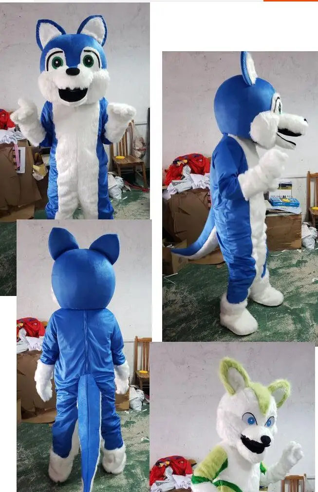 Высококачественные длинные плюшевые костюмы Хаски талисманы с собакой