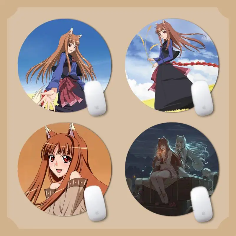 Игровой коврик для мыши Spice and Wolf девочек круглый защиты стола офиса работы