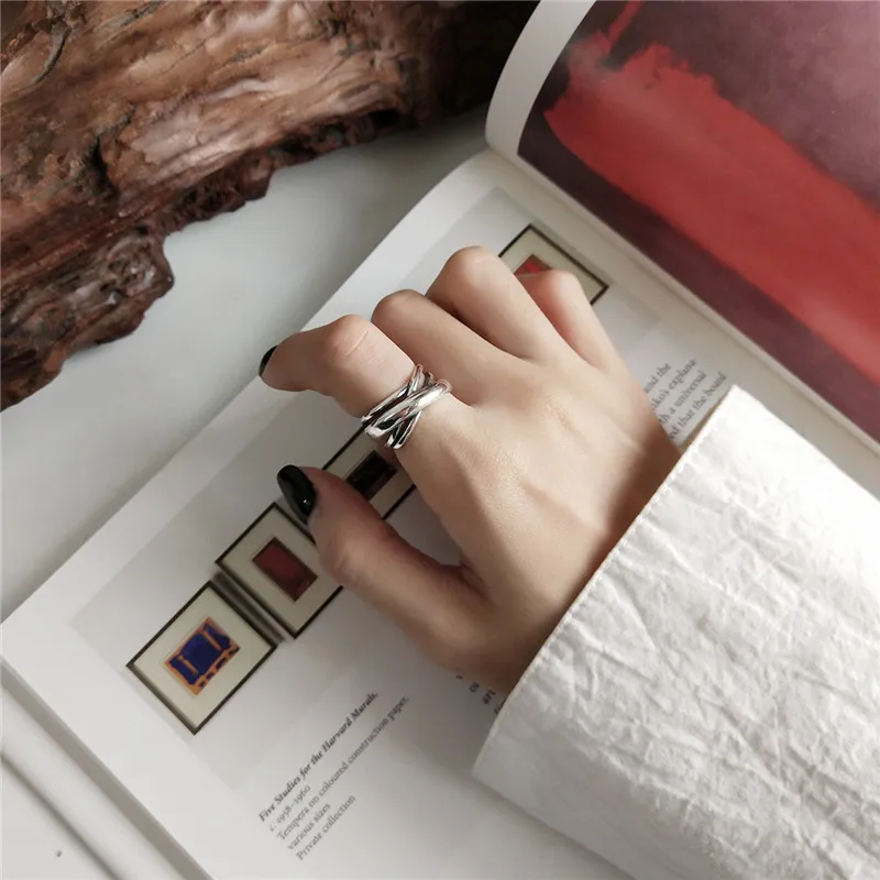 POFUNUO Luxury 925 Sterling Silver Rings Vintage Style Handmade Weaving Winding For Women Personality Stylish Fine Jewelry | Украшения и