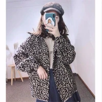 imitation mink hair women coat loose leopard women fur coat cardigans abrigos mujer invierno loose slim thick jacket winter t586
