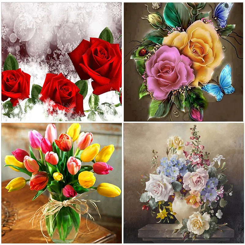 

Алмазная вышивка 5D "сделай сам", картина с изображением цветка, мозаика, вышивка крестом, декор для стен, квадратная круглая дрель, подарок дл...