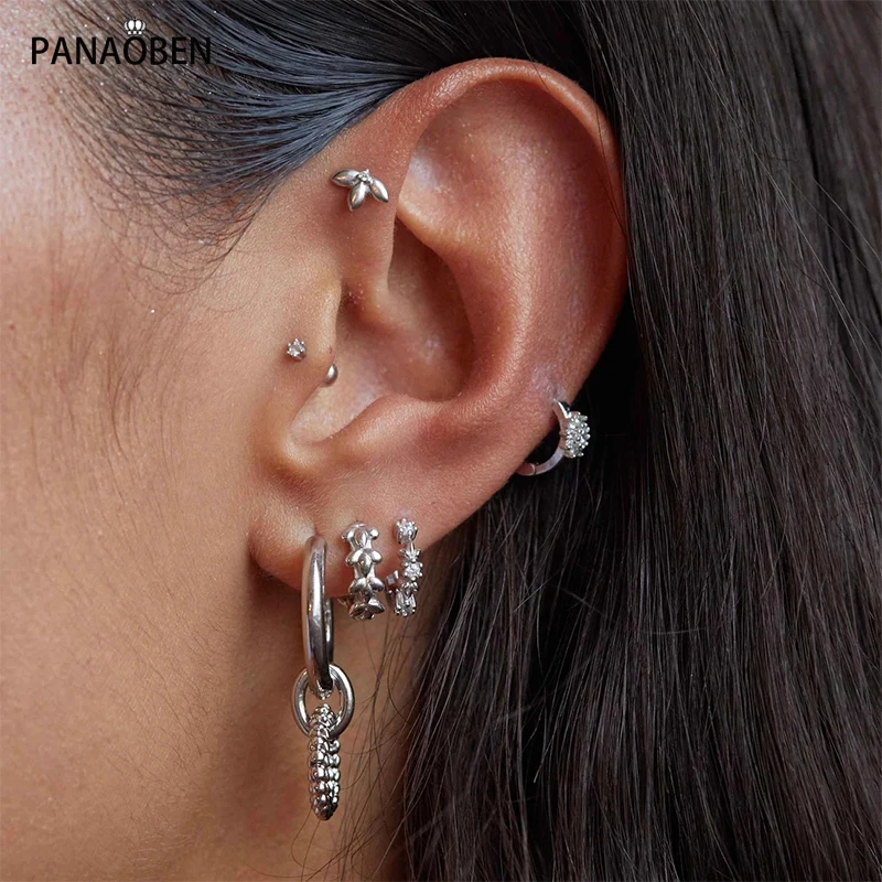 

Женские серьги-кольца с цирконом, серебро