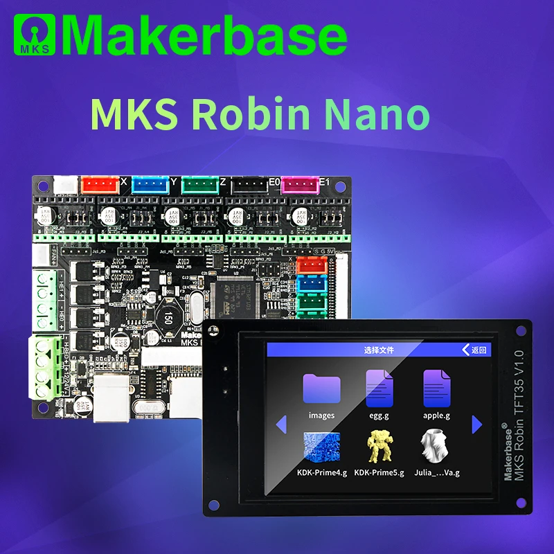 

Makerbase MKS Robin Nano V1.2 32Bit Control Board 3D Printer parts support Marlin2.0 3.5 tft touch screen preview Gcode