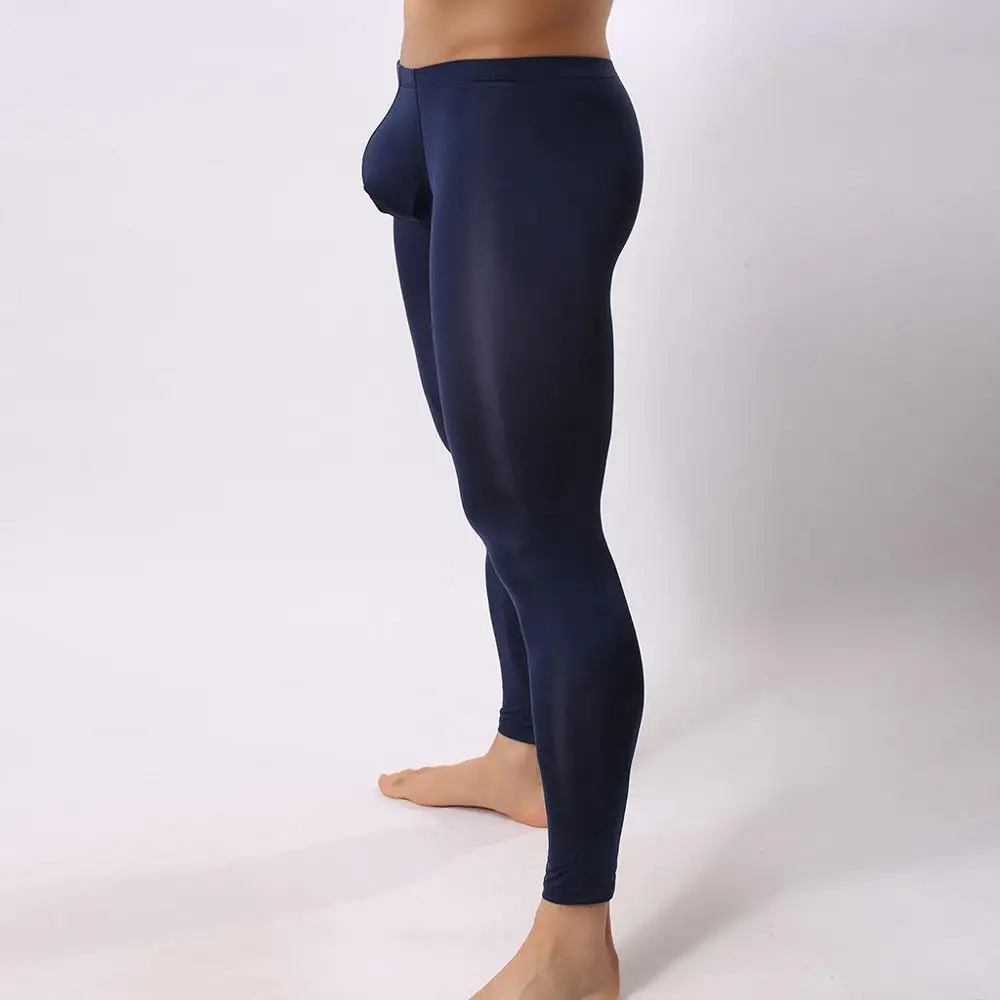 Мужские пикантные супертонкие термобрюки модные облегающие леггинсы блестящие