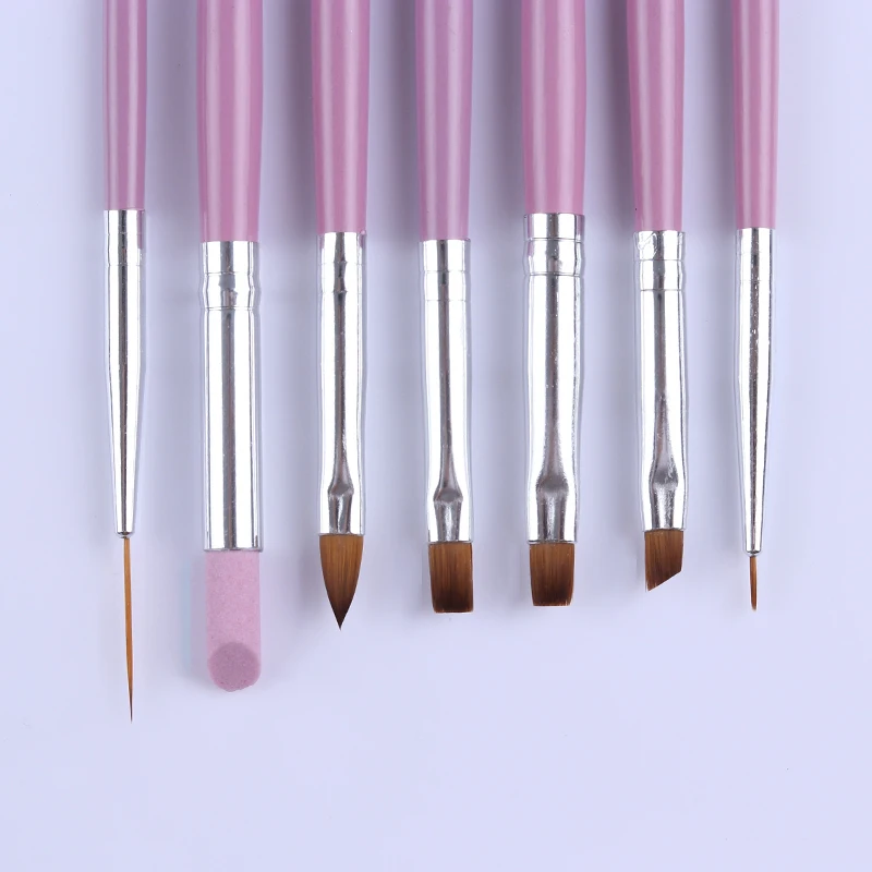 BearPaw 7 шт. кисти для ногтей розовая ручка УФ гель линия акриловая рисования