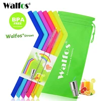 walfos food grade 6 pieces silicone regular size reusable straws for mug tumbler reusable straws for drinking