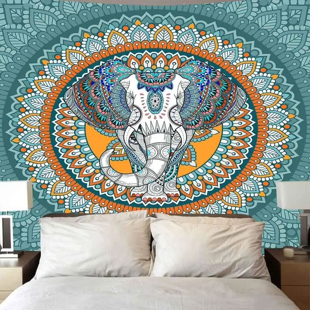 Богемный гобелен-Мандала с изображением слона гобелены для Спальня Гостиная |