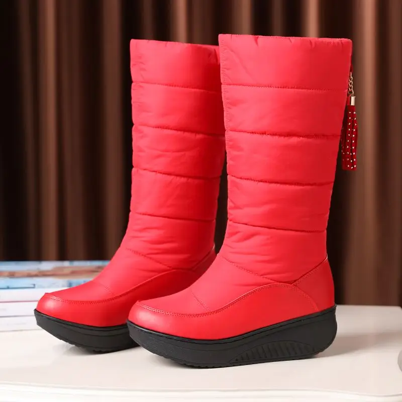 Женские сапоги с Плюшевым Мехом ZALAVOR теплые простые до колена на толстой подошве