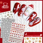 Счастливого Рождества 3D дизайн ногтей Наклейка на ногти маникюр красный лазер Золотой Серебряный Белый Лось снег наклейка для дизайна ногтей украшение