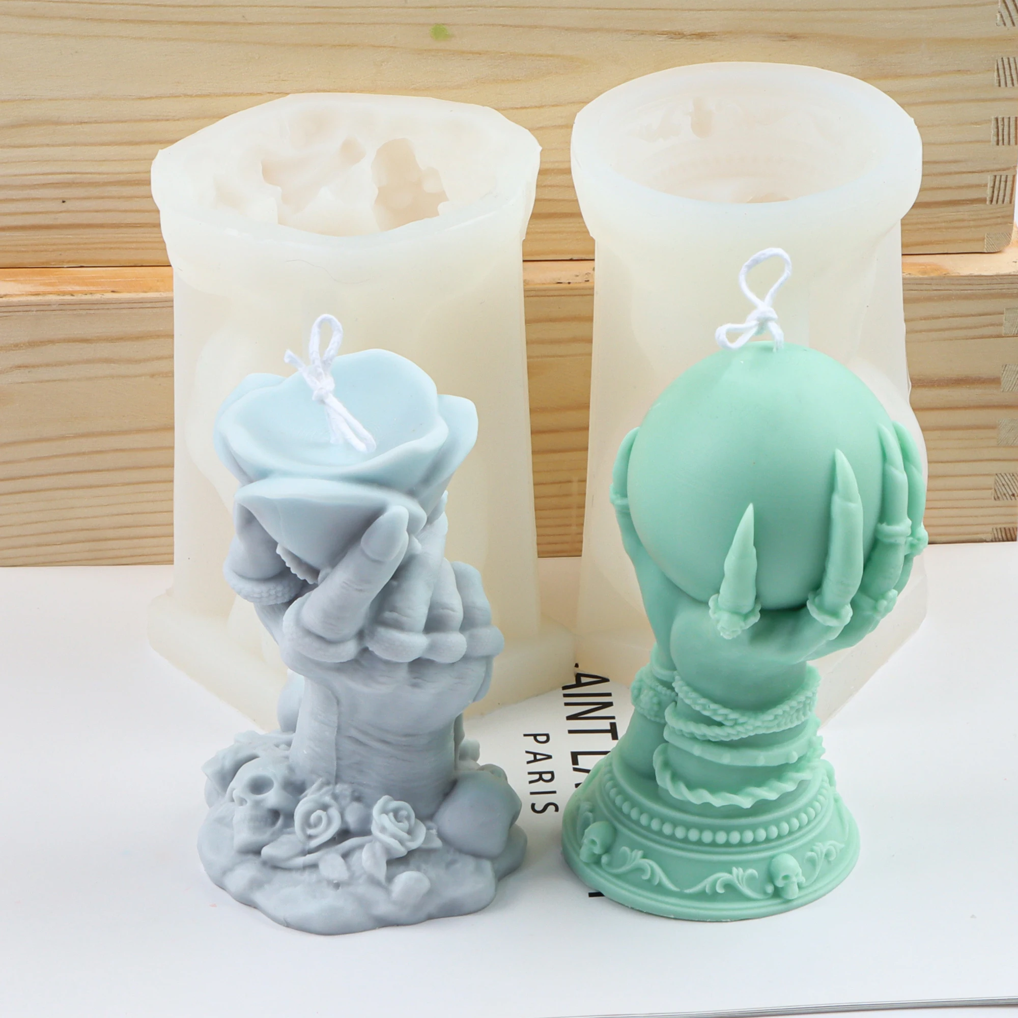 

New Rose Hand Soap Mould Magic DIY Handmade Resin Decorative Plaster Drip Ghost Claw Ball Silicone Candle Mold