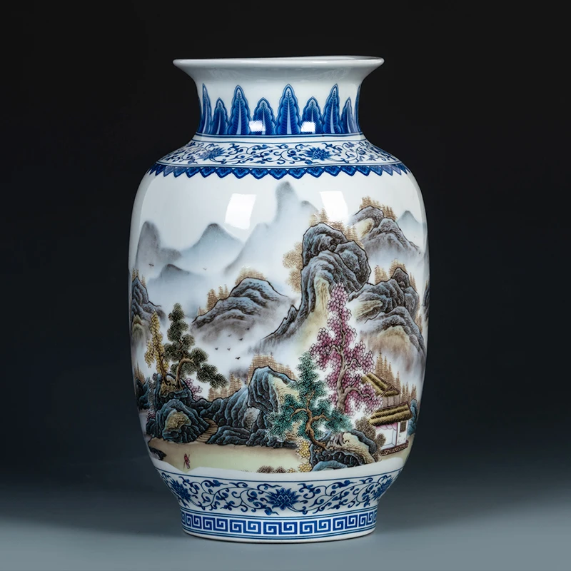

Керамика ВАЗ, украшения для дома, лотоса павлин горный принт декоративная ваза творческий ваза дома Сувениры коллекции вазы