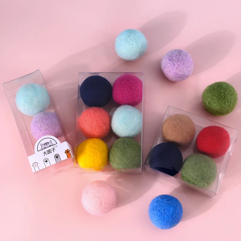 Игрушечный мяч из фетровой пряжи интерактивный звонок шерсть для домашних кошек