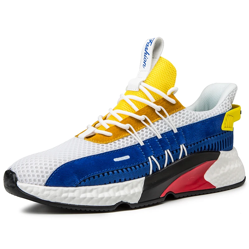 

Men Colorful Running Shoes Popcorn Bottom Sneakers Lace-up Casual Shoes Boy Mesh Footwear Outdoor Walking Sport Shoes For Male