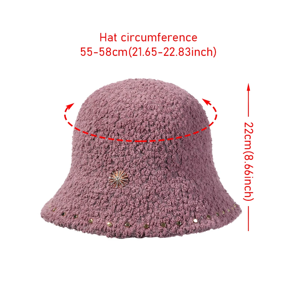 

1pc Bucket Hat Winter Women Teddy Velvet Warm Ear Protector Fisherman Hat Vintage Lamb Cap Lovely Plush Apparel Accessories 2021