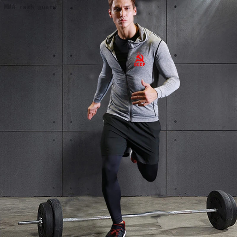 Толстовка CCCP мужской зимний костюм для бега плотная быстросохнущая рубашка