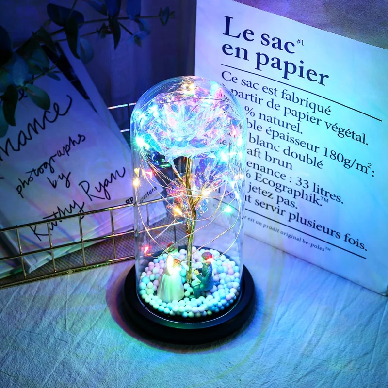 Новинка 2020 светильник цвет ed золотая фольга цветок розы со стеклянной крышкой