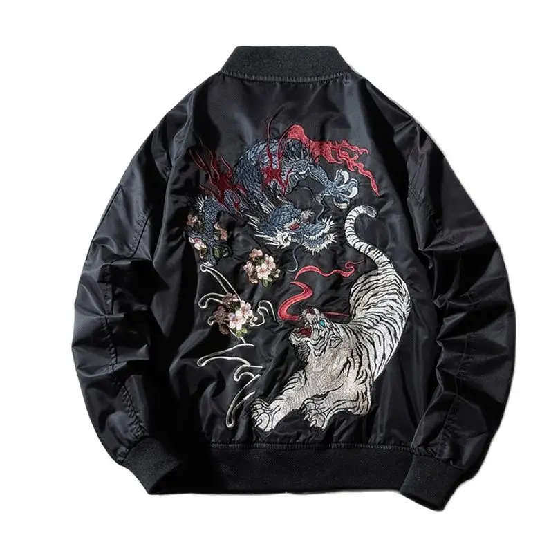 Sukajan Bomber Jacket for Men Tiger Dragon Embroidered MA1 Streetwear Varsity Japan Baseball Coat 2022 Spring Winter