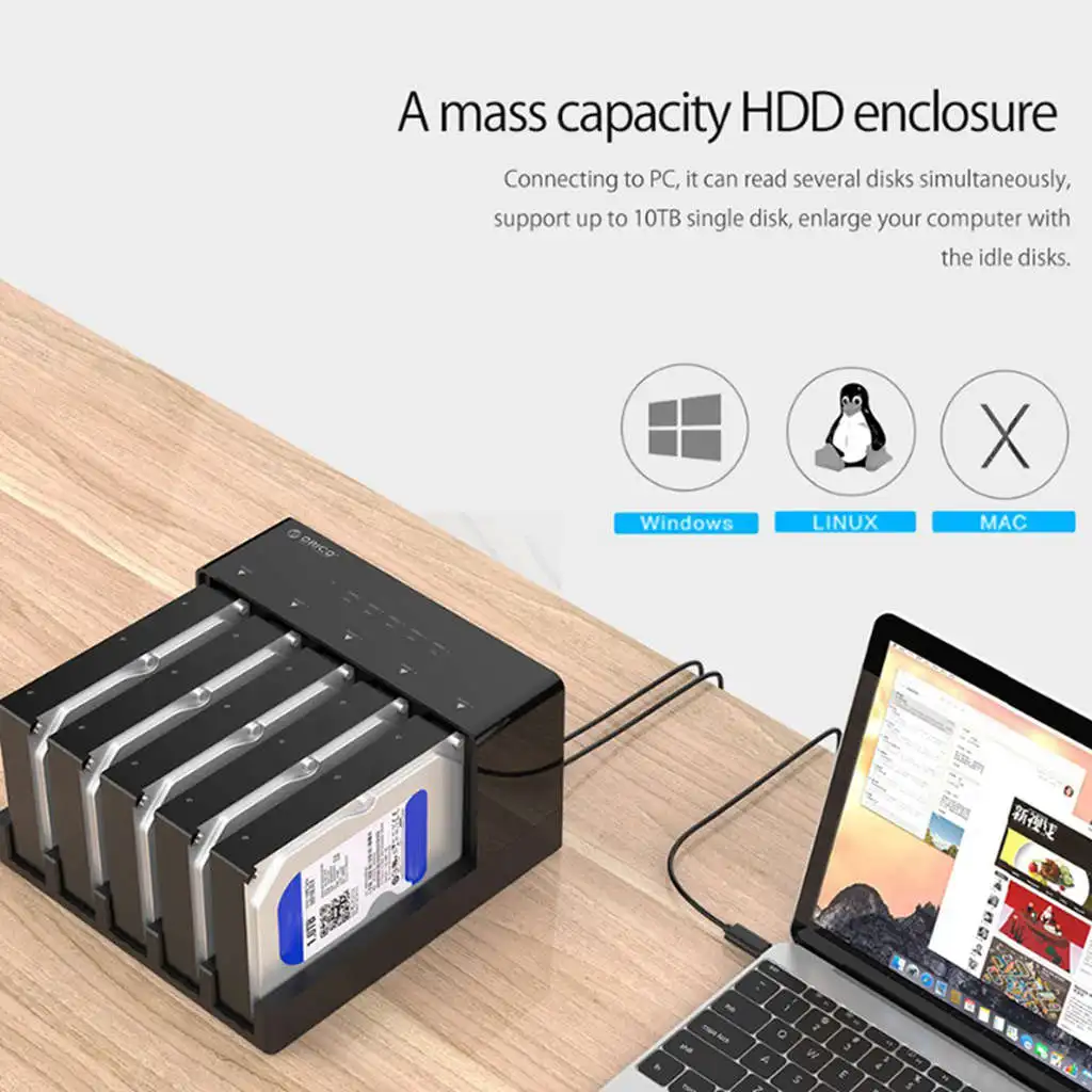 Orico 6558Us3-C 5 Bay Супер Скоростной Usb 3 0 HDD док-станция инструмент бесплатно USB SATA