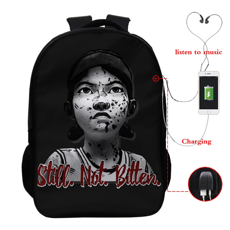 Backpack 14 16 дюймов рюкзак Ходячие мертвецы Школьные сумки Дети пользовательский дизайн рюкзак обратно в школу комплект usb зарядка туристический рюкзак сумка - Цвет: Backpack 14
