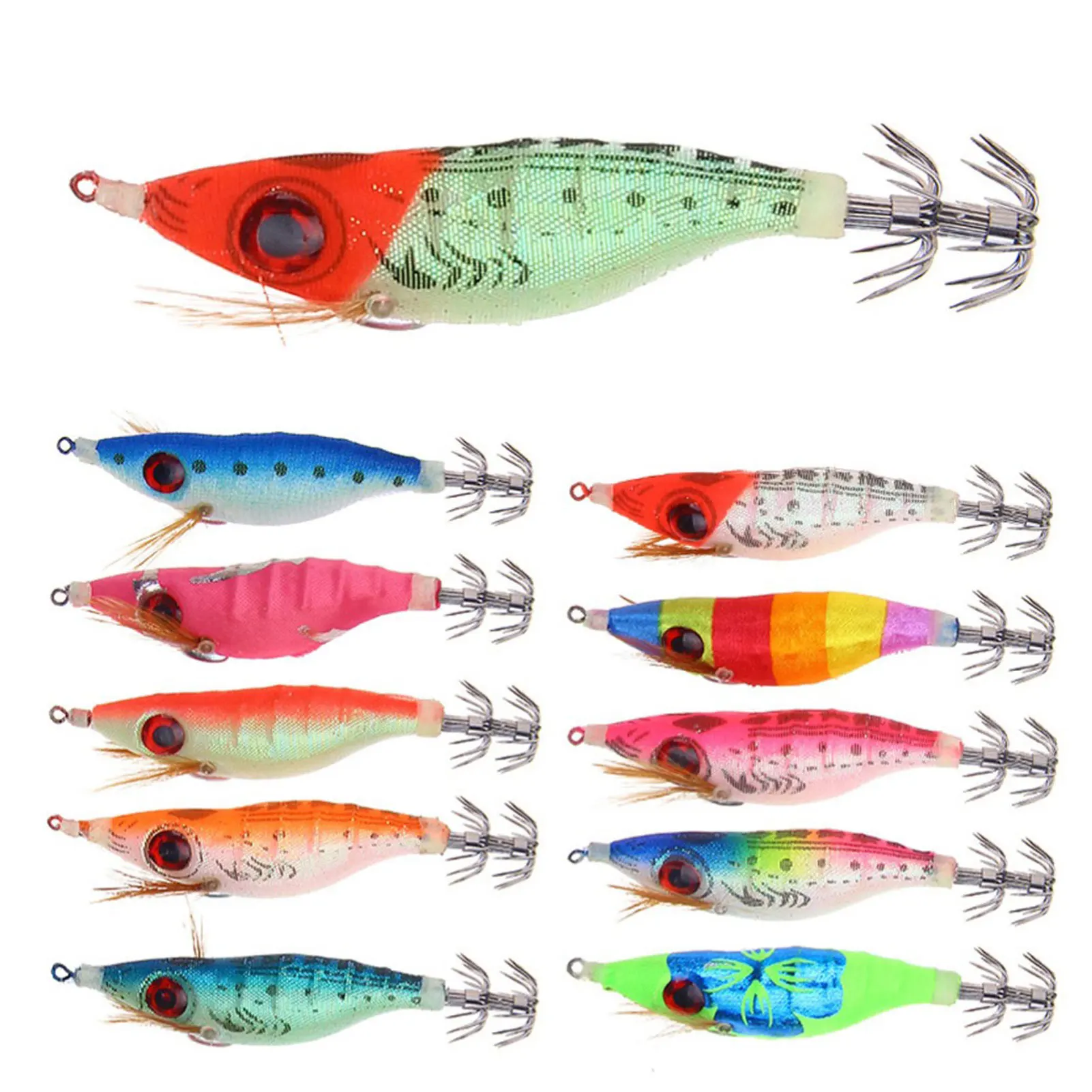 

Кальмар джиг деревянная креветка приманка осьминог Кальмар Рыбалка светящиеся каракатицы приманки Спиннербейт деревянная креветка с 2,5 # к...