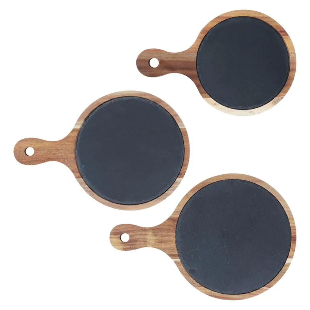 

Premium Serving Tray BPA Free Round with Handle Bbq Tools Bakeware Tableware Pizza Peel Baking Tray