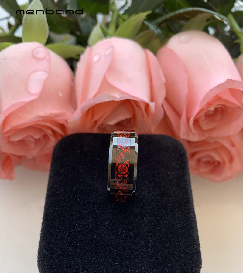 Мужские и женские обручальные кольца черное вольфрамовое кольцо с красным