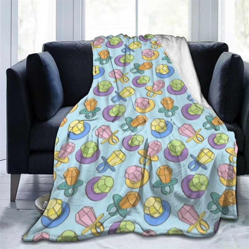 

Cartoon Diamond Ring Navajo Cubre Camara Green Throw Blanket 3D Print On Demand Sherpa Super Comfortable For Sofa Thin Quilt