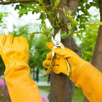 1 pair gardening rose pruning gauntlet gloves heavy duty thorn proof long sleeve work welding garden gloves